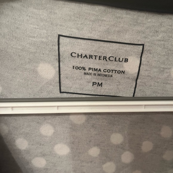 Navy Blue Charter Club Polka Dot 3/4 Blouse - Picture 4 of 4